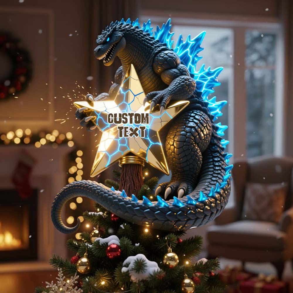Merry Christmas Atomic Monster - Personalized Giant Monster LED Light Tree Topper