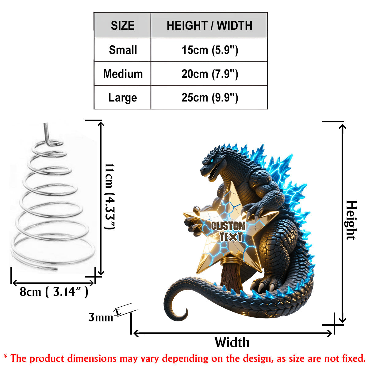 Merry Christmas Atomic Monster - Personalized Giant Monster LED Light Tree Topper