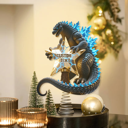 Merry Christmas Atomic Monster - Personalized Giant Monster LED Light Tree Topper