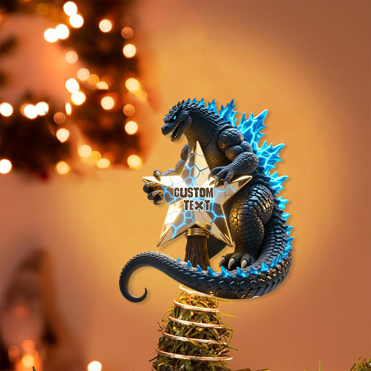Merry Christmas Atomic Monster - Personalized Giant Monster LED Light Tree Topper