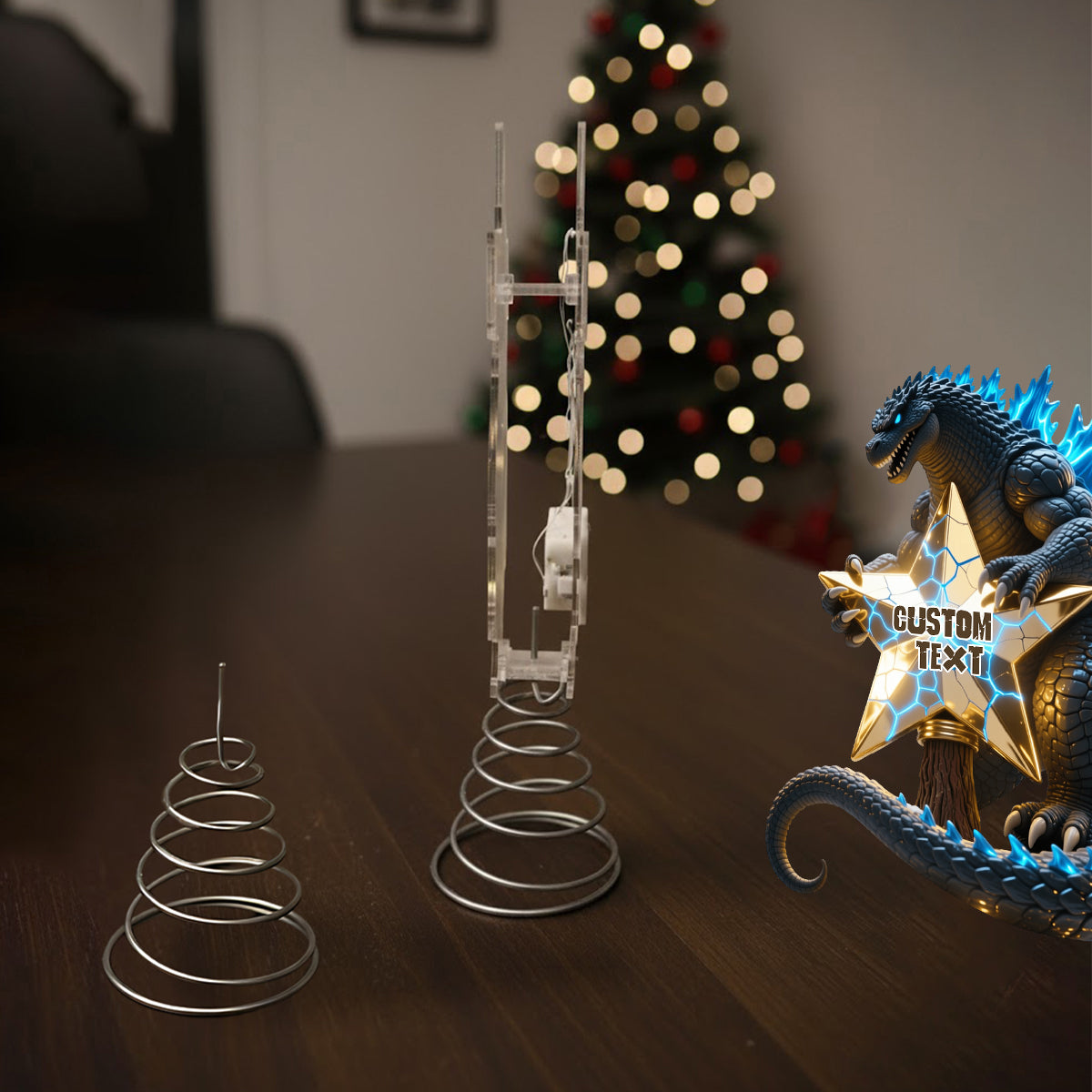 Merry Christmas Atomic Monster - Personalized Giant Monster LED Light Tree Topper