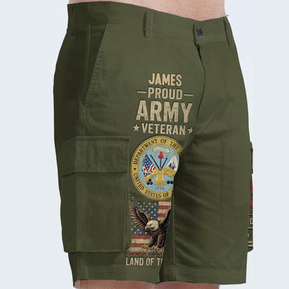 Veteran Proud, 250th Anniversary - Personalized Veteran Cargo Shorts With Belt