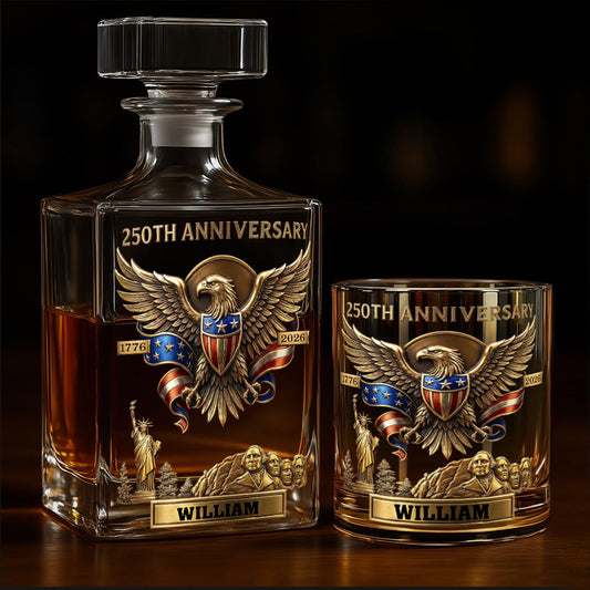 250th Anniversary USA - Personalized Pontoon Whiskey Decanter Set