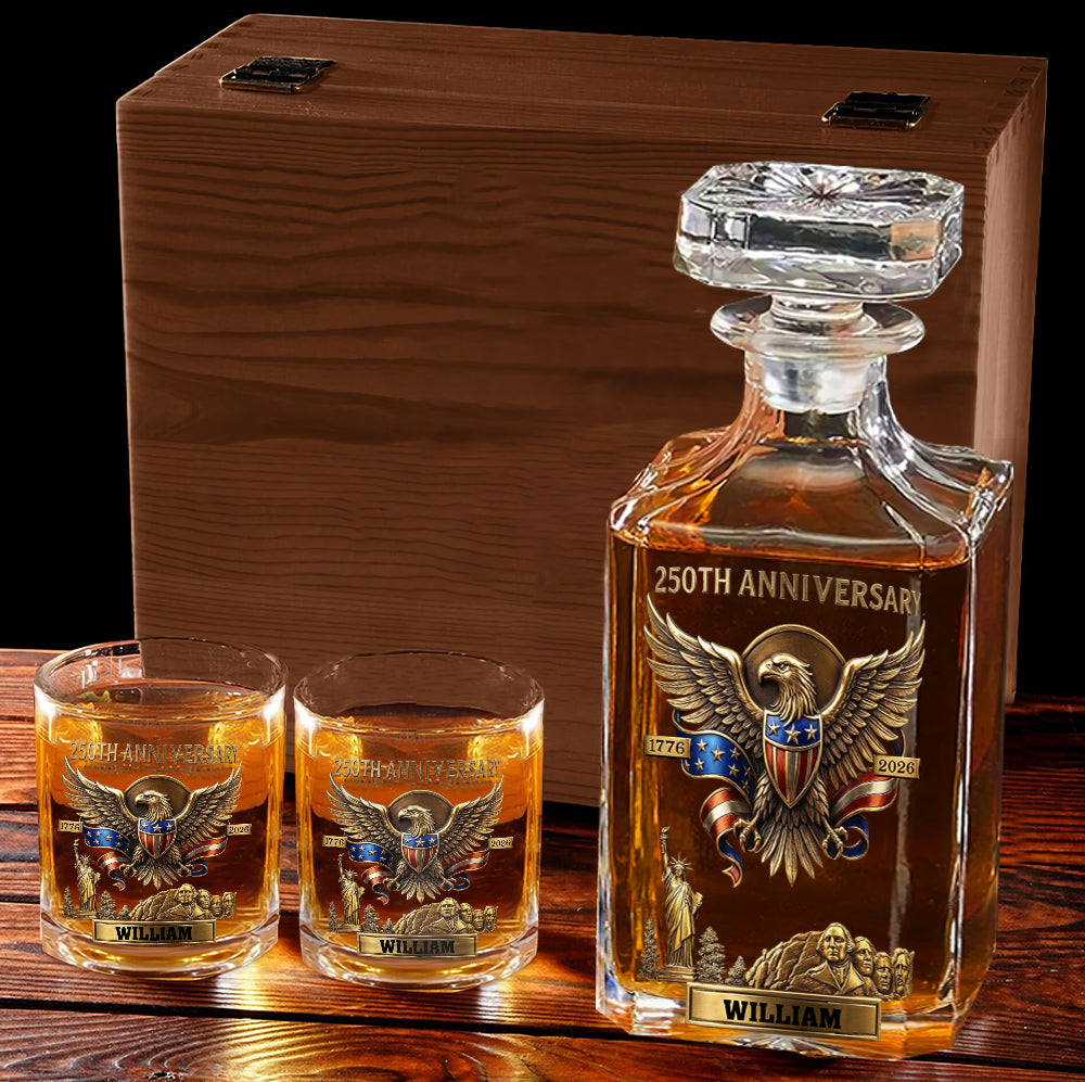 250th Anniversary USA - Personalized Pontoon Whiskey Decanter Set