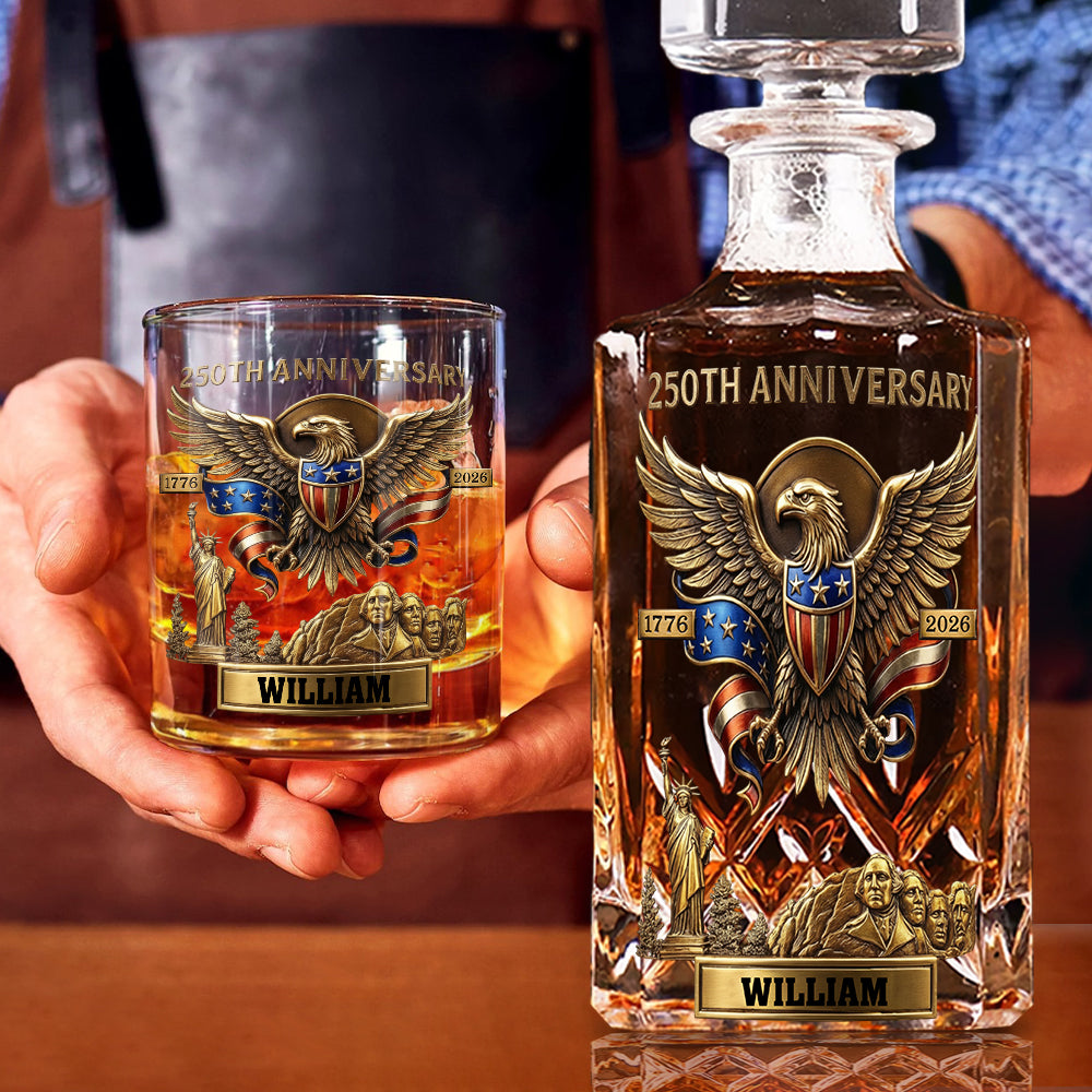 250th Anniversary USA - Personalized Pontoon Whiskey Decanter Set