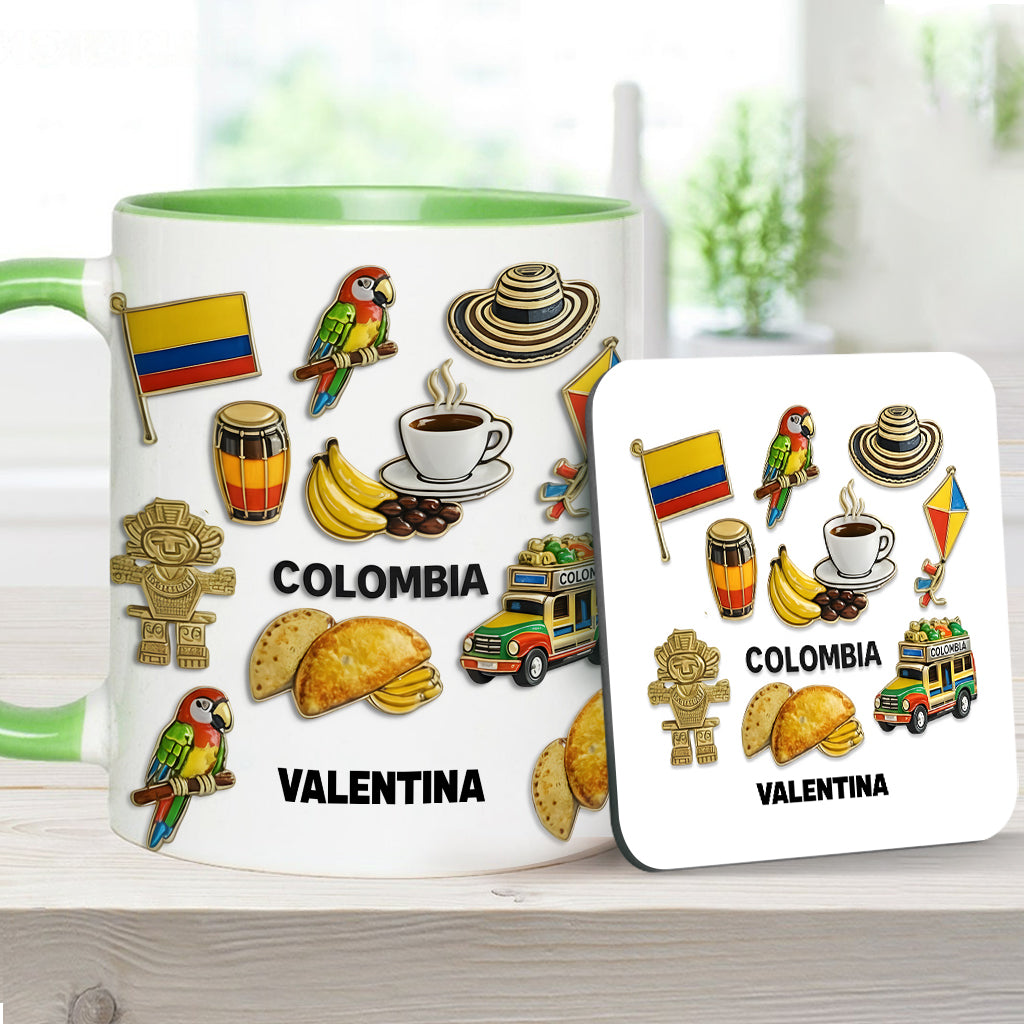 Proud Colombian - Personalized Expats Accent Mug & Coaster