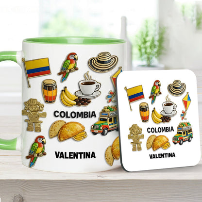 Proud Colombian - Personalized Expats Accent Mug & Coaster