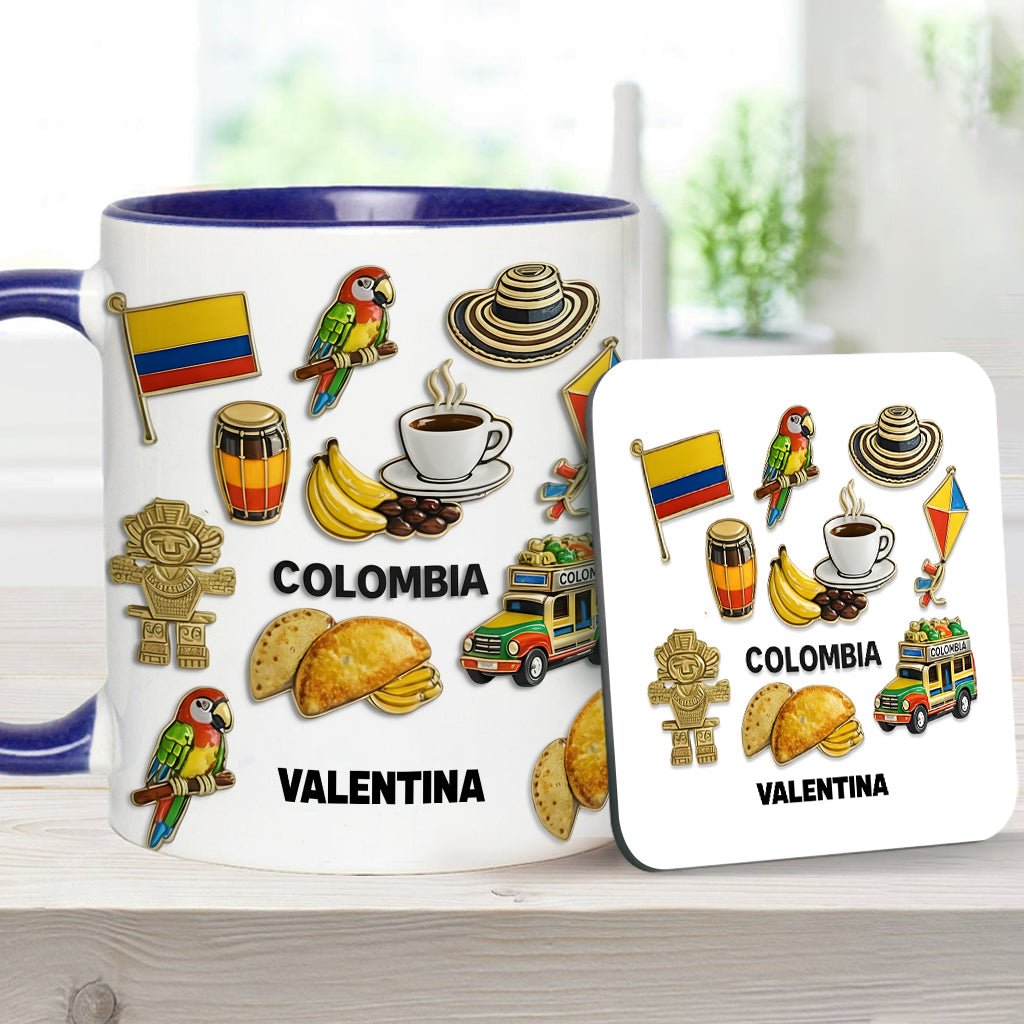 Proud Colombian - Personalized Expats Accent Mug & Coaster