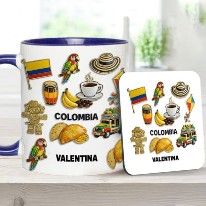 Proud Colombian - Personalized Expats Accent Mug & Coaster