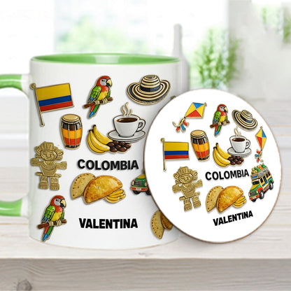 Proud Colombian - Personalized Expats Accent Mug & Coaster