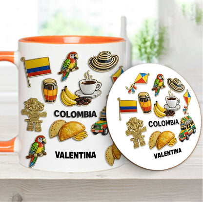 Proud Colombian - Personalized Expats Accent Mug & Coaster