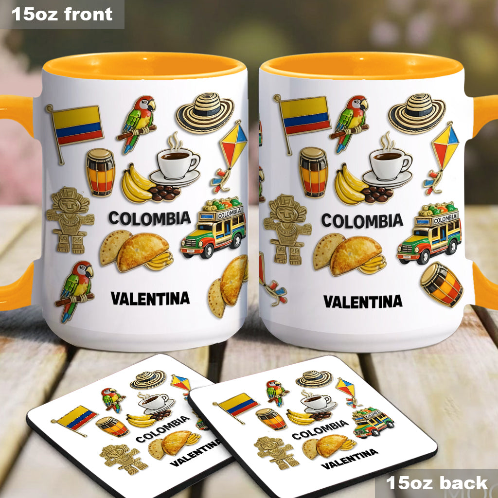 Proud Colombian - Personalized Expats Accent Mug & Coaster