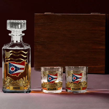 Strong Ohio - Personalize States of America Whiskey Decanter Set