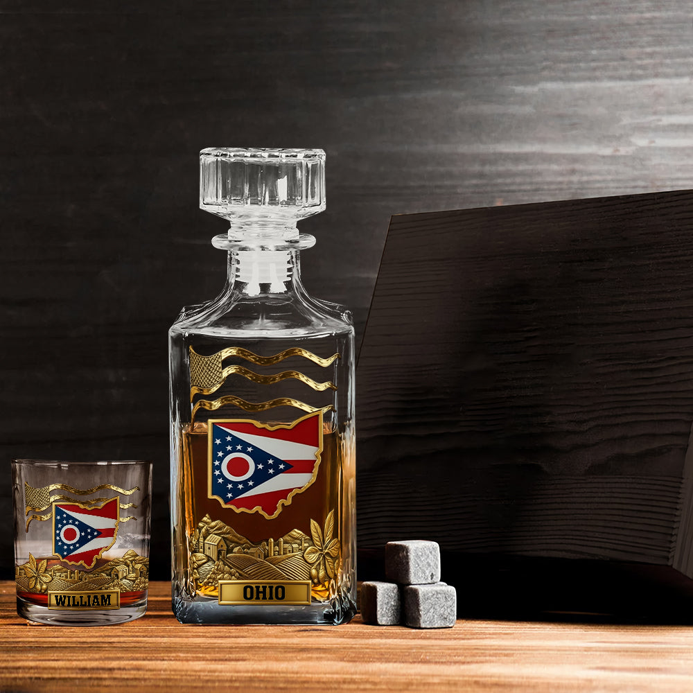 Strong Ohio - Personalize States of America Whiskey Decanter Set