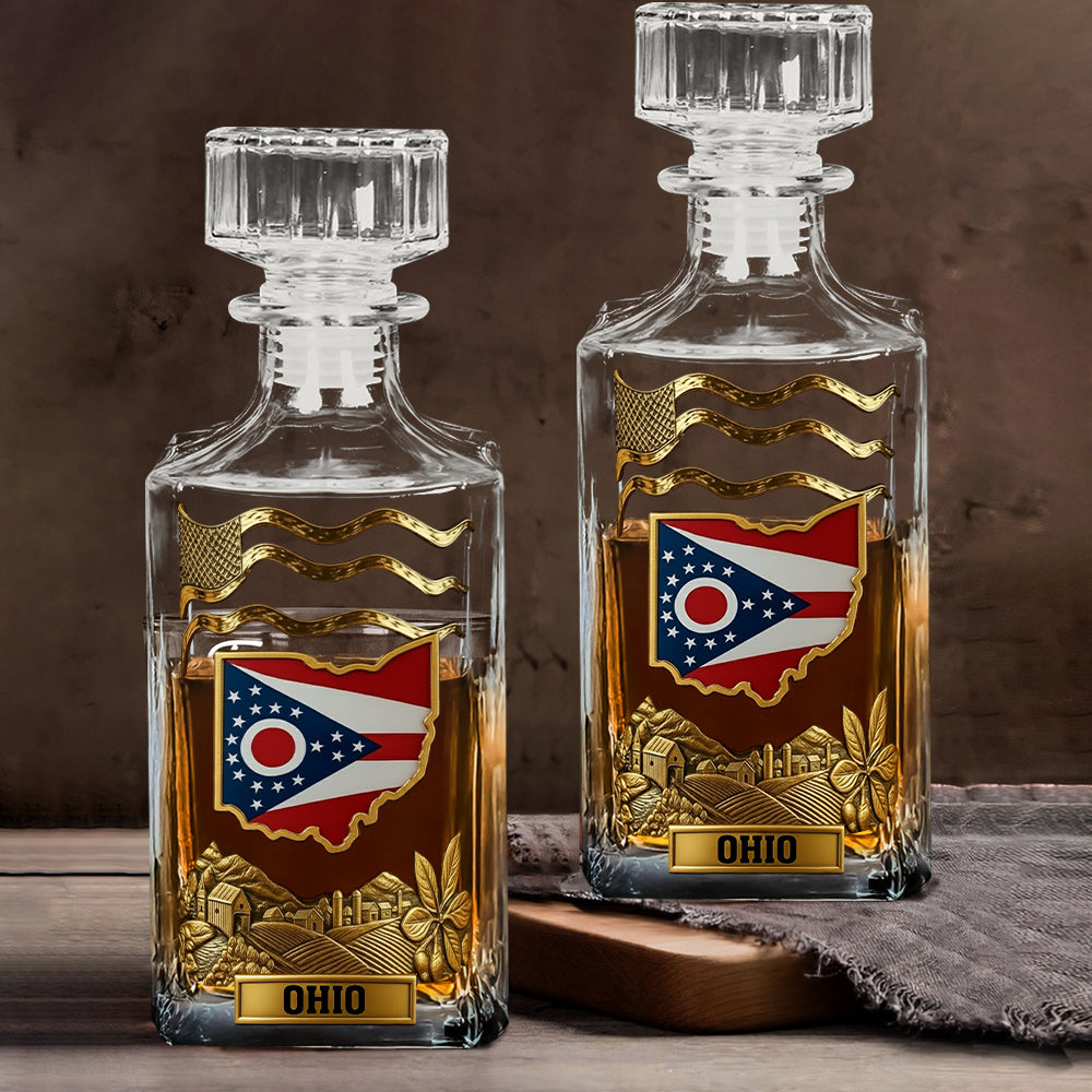 Strong Ohio - Personalize States of America Whiskey Decanter Set