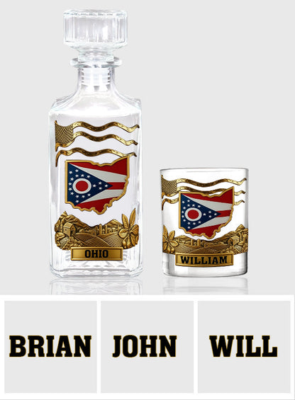 Strong Ohio - Personalize States of America Whiskey Decanter Set