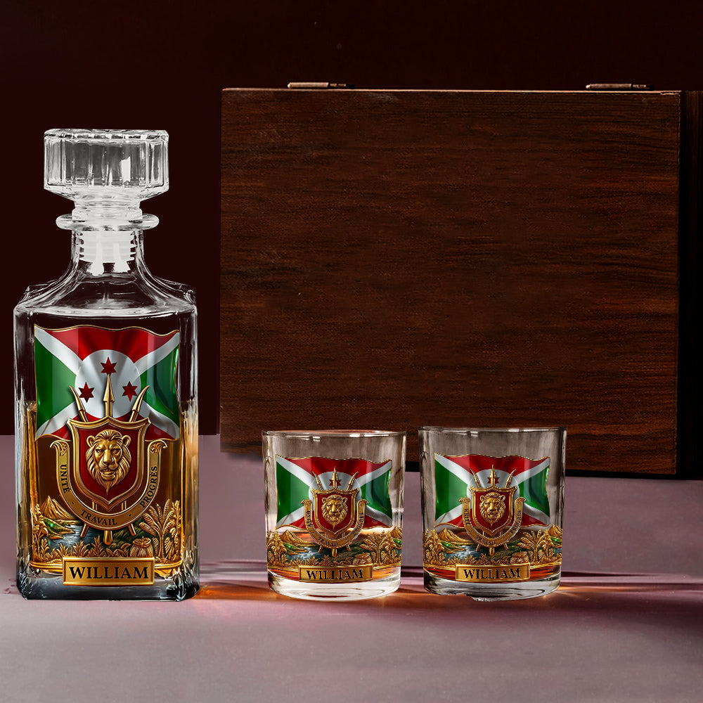Burundi Gift - Personalized Expats Whiskey Decanter Set