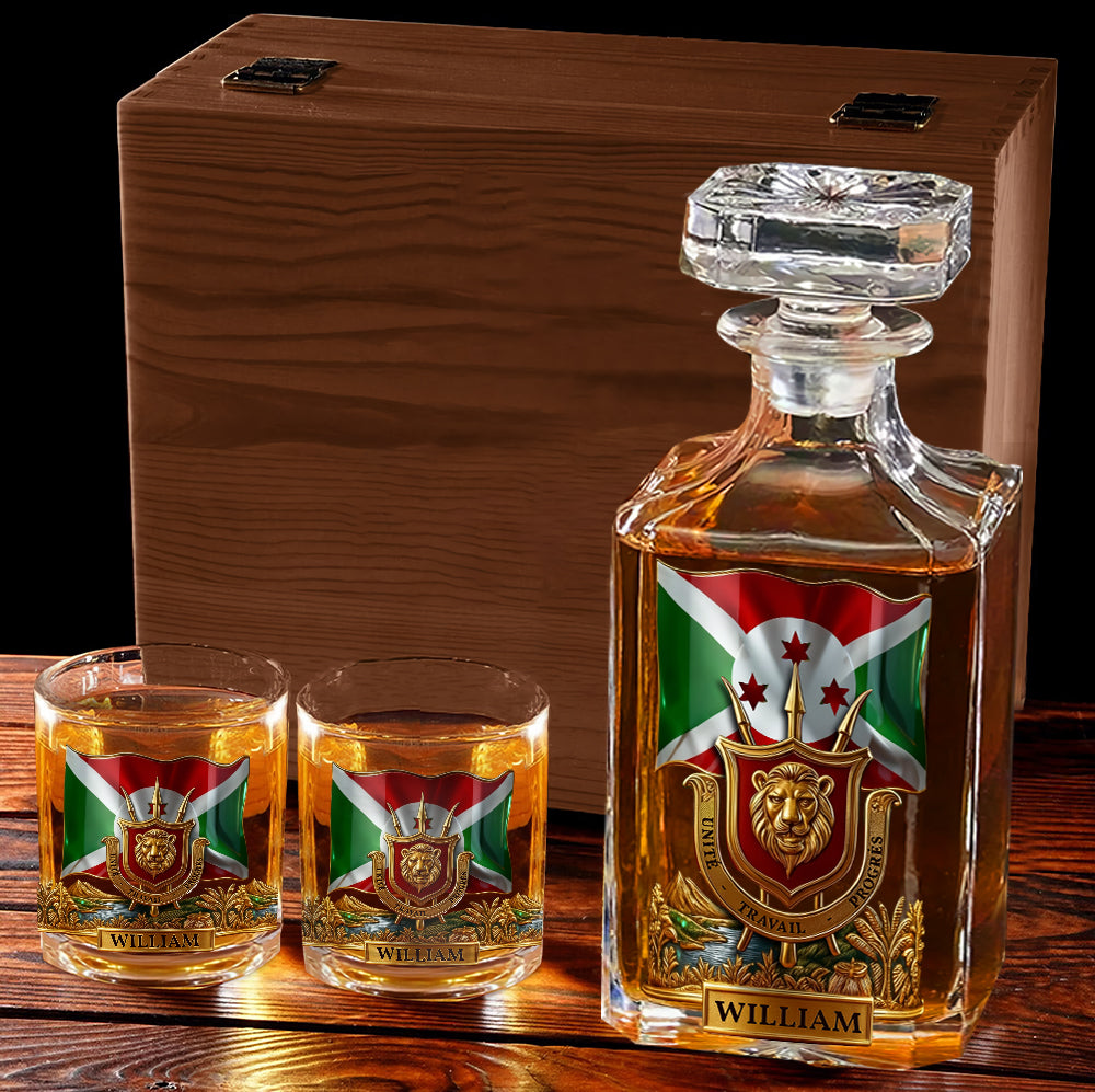 Burundi Gift - Personalized Expats Whiskey Decanter Set