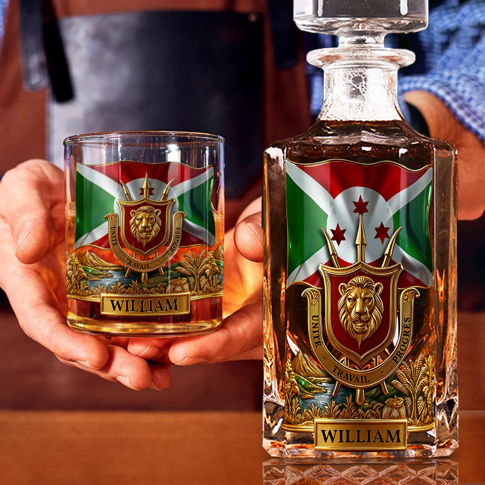 Burundi Gift - Personalized Expats Whiskey Decanter Set