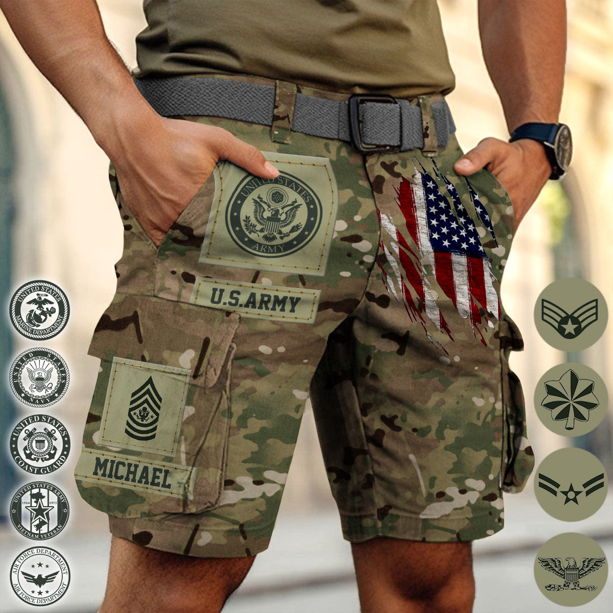 I'm A Soldier - Personalized Veteran Cargo Shorts With Belt