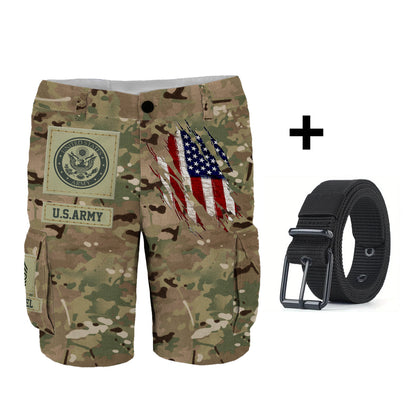I'm A Soldier - Personalized Veteran Cargo Shorts With Belt