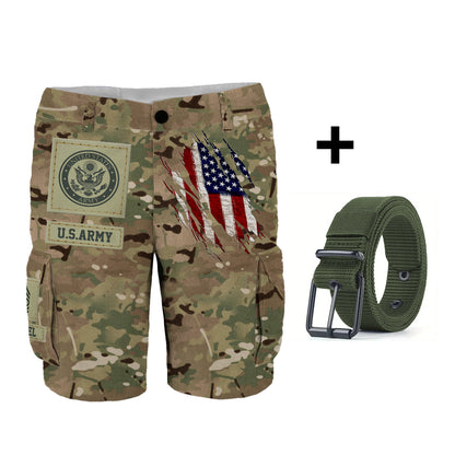 I'm A Soldier - Personalized Veteran Cargo Shorts With Belt