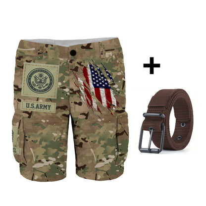 I'm A Soldier - Personalized Veteran Cargo Shorts With Belt