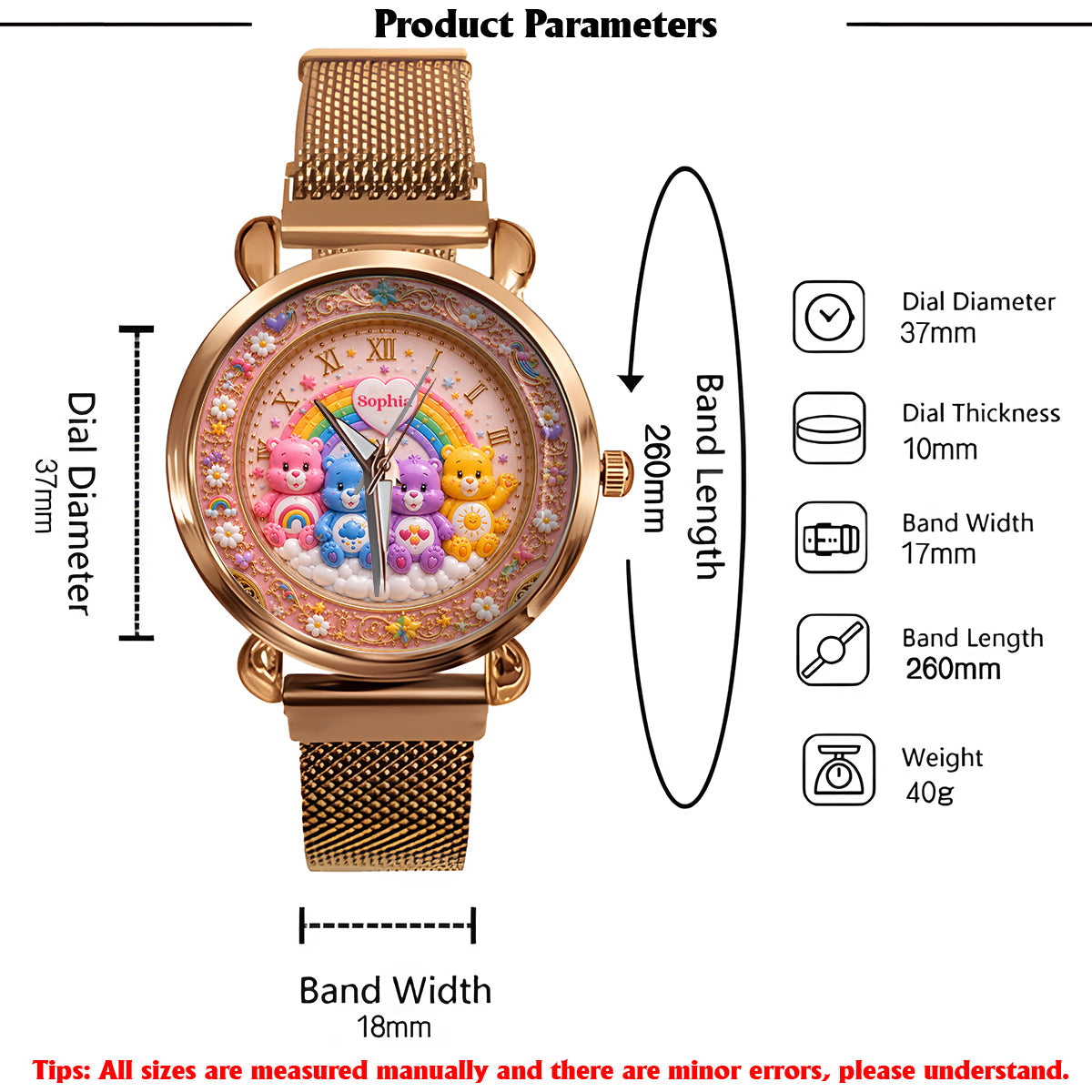 Cute Bears - Personalized Carebear Women Hand Watch