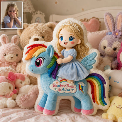 Riding My Favorite Pony - Personalized The Tiny Pony Premium Faux Fur Pillow