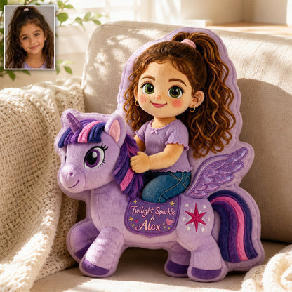 Riding My Favorite Pony - Personalized The Tiny Pony Premium Faux Fur Pillow