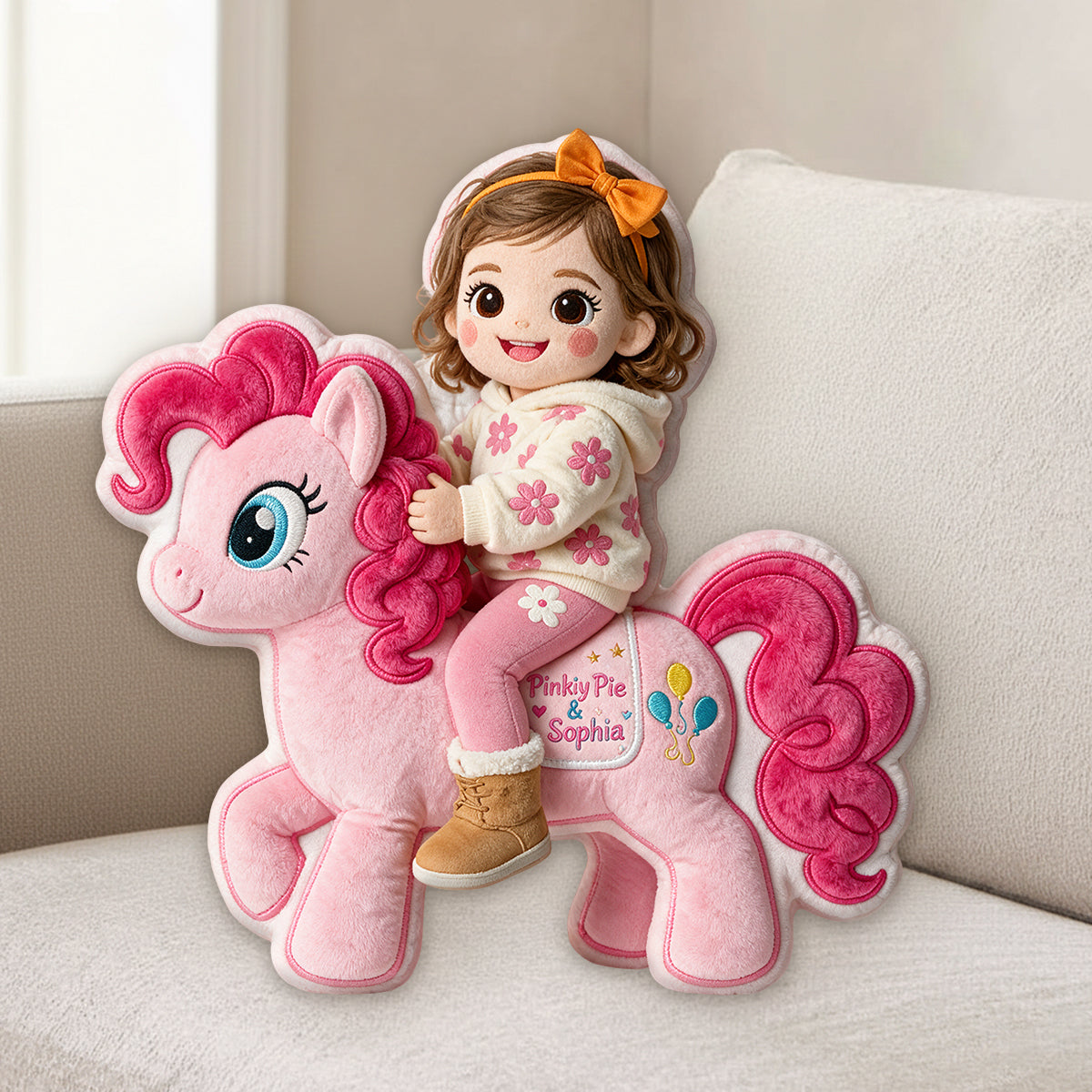 Riding My Favorite Pony - Personalized The Tiny Pony Premium Faux Fur Pillow