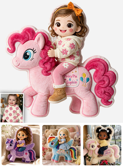 Riding My Favorite Pony - Personalized The Tiny Pony Premium Faux Fur Pillow