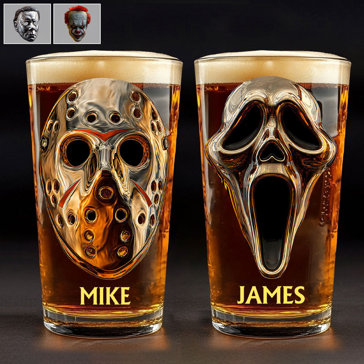 Scary Faces - Personalized Horror Character Beer Glass