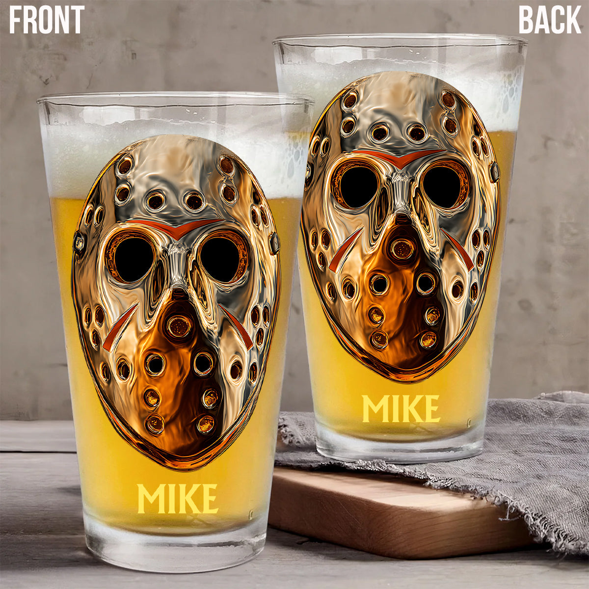 Scary Faces - Personalized Horror Character Beer Glass