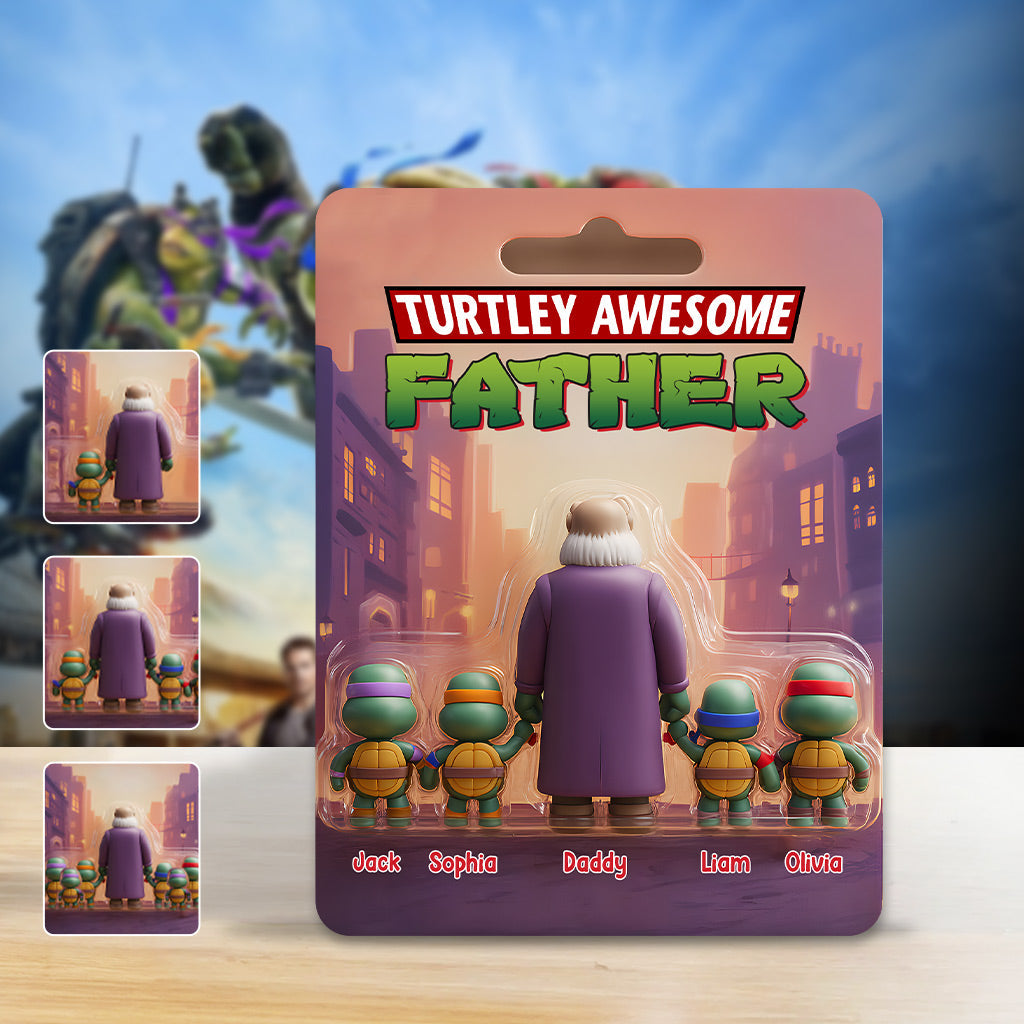 Turtley Awesome Father - Personalized Green Turtles Custom Shaped Acrylic Plaque