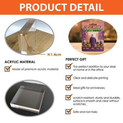 Turtley Awesome Father - Personalized Green Turtles Custom Shaped Acrylic Plaque