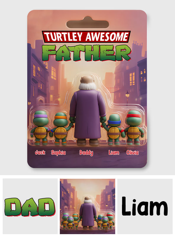 Turtley Awesome Father - Personalized Green Turtles Custom Shaped Acrylic Plaque