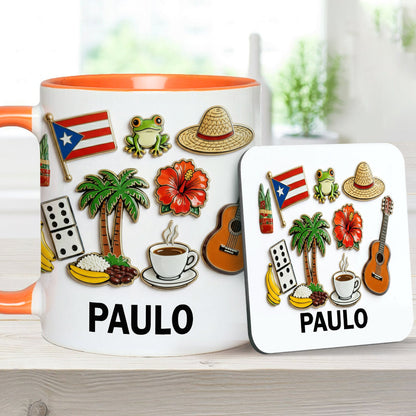 Proud To Be Puerto Rican - Personalized Expats Accent Mug & Coaster