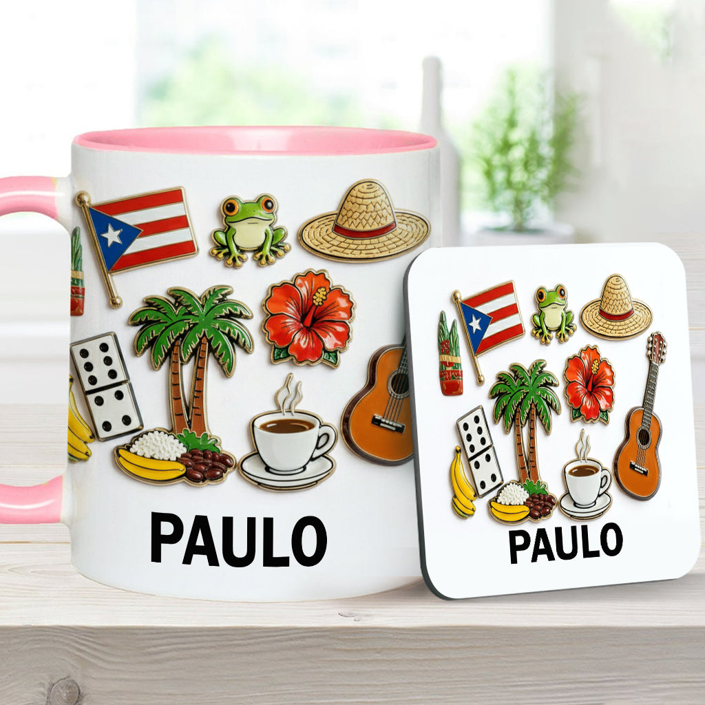 Proud To Be Puerto Rican - Personalized Expats Accent Mug & Coaster