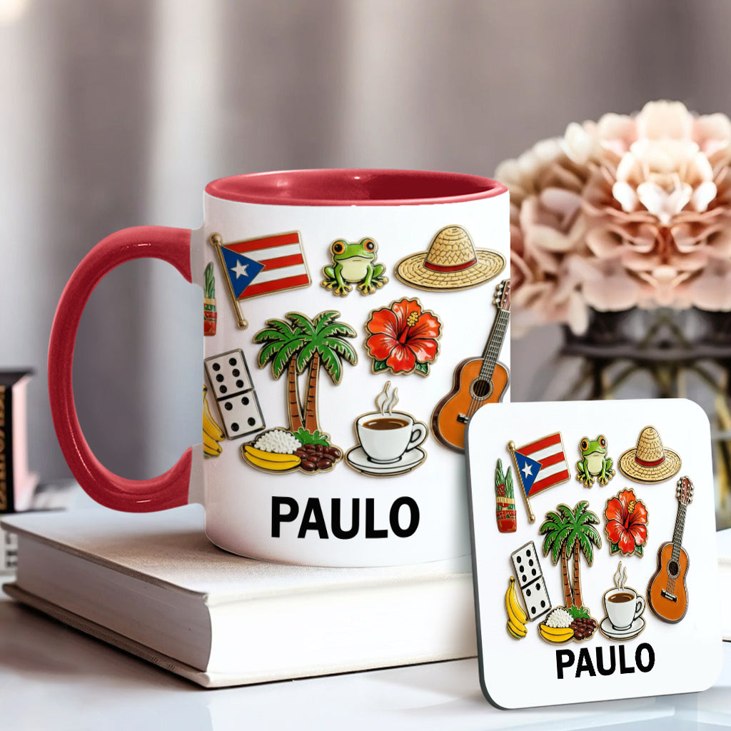 Proud To Be Puerto Rican - Personalized Expats Accent Mug & Coaster