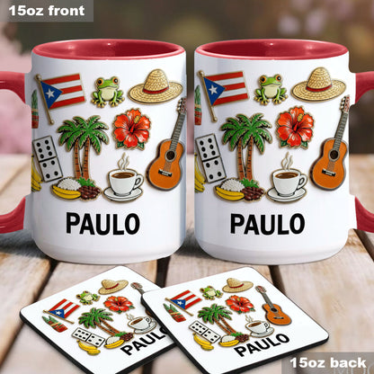 Proud To Be Puerto Rican - Personalized Expats Accent Mug & Coaster