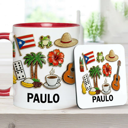 Proud To Be Puerto Rican - Personalized Expats Accent Mug & Coaster