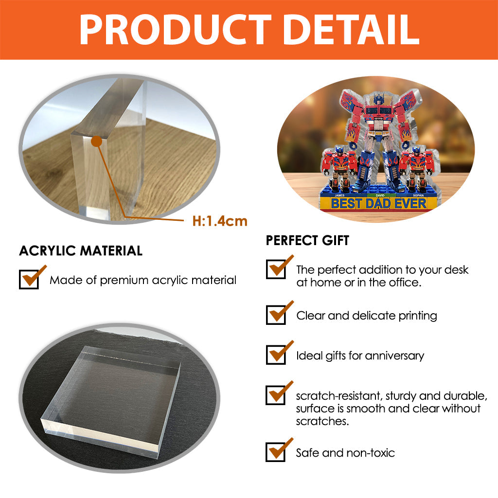 Best Dad Ever - Personalized Father Custom Shaped Acrylic Plaque