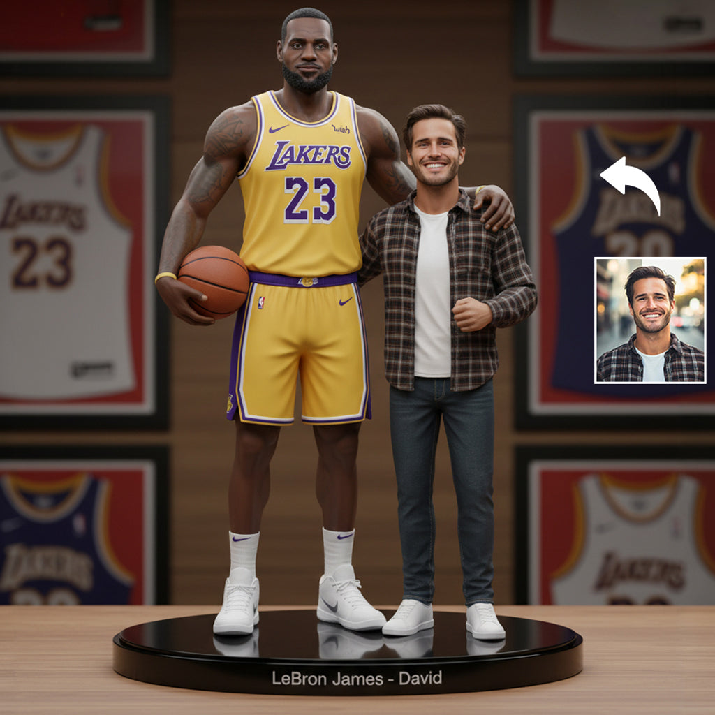 Standing Next To Legend - Custom From Any Photo - Personalized Basketball Custom Shaped Acrylic Plaque