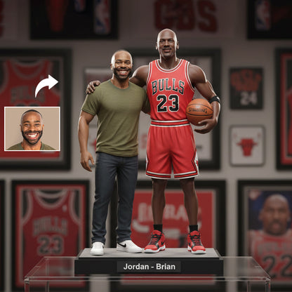 Standing Next To Legend - Custom From Any Photo - Personalized Basketball Custom Shaped Acrylic Plaque