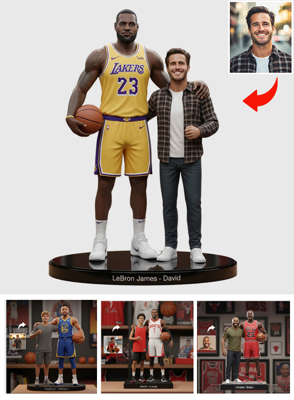 Standing Next To Legend - Custom From Any Photo - Personalized Basketball Custom Shaped Acrylic Plaque