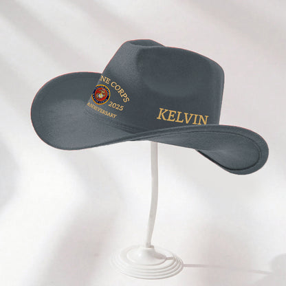 Marine Corps - Personalized Veteran Wide Brim Cowboy Hat