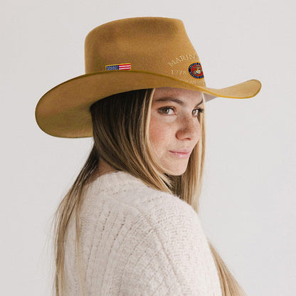 Marine Corps - Personalized Veteran Wide Brim Cowboy Hat