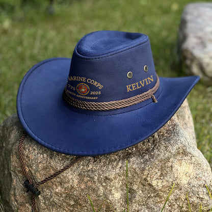Marine Corps - Personalized Veteran Wide Brim Cowboy Hat