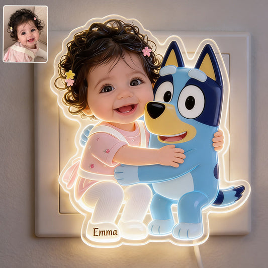 Sweet Dreams - Personalized Blue Dog Acrylic Plug-In Night Light
